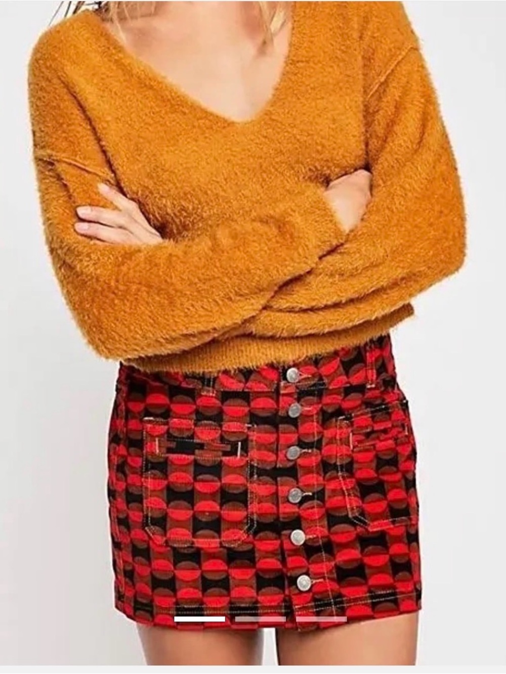 We The Free Joanie Corduroy Geometric Mini Skirt- size XS/24